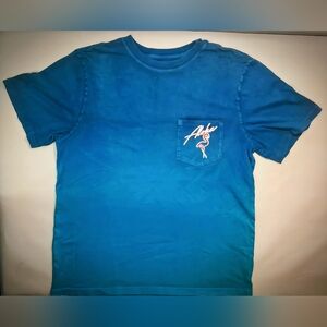 Chubbies T-Shirt Men’s Medium Blue Teal Ombre Flamingo Pocket Graphic USA Tee